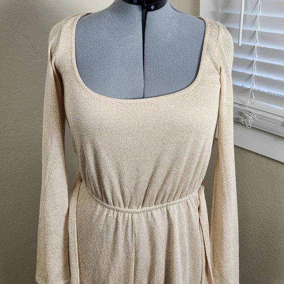 Rachel Pally Wide Leg Swtr Jumpsuit Rachel Pally Sweater Jumpsuit Gold Size L - Picture 3 of 16